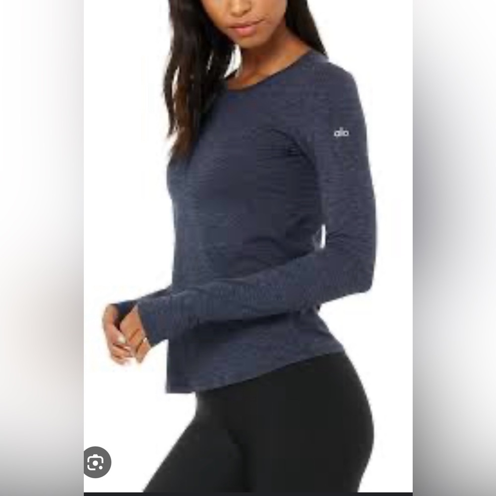 Alo Yoga Alosoft Finesse long sleeve top Rich Navy Heather Large NWOT